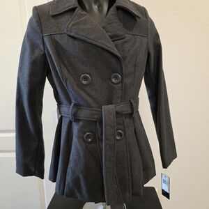 Rampage Charcoal Double-Breasted Pea Coat